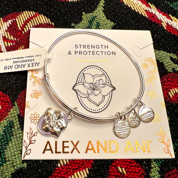 ALEX AND ANI Silver Wildflower Charm Bangle Bracelet - Picture 4 of 8
